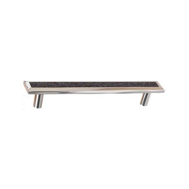 Russell HardwareColonial BronzeLeather Accented Rectangular, Beveled Appliance Pull, Door Pull, Shower Door Pull With Straight Posts, Matte Satin Black x Pinseal Brushed Steel Leather