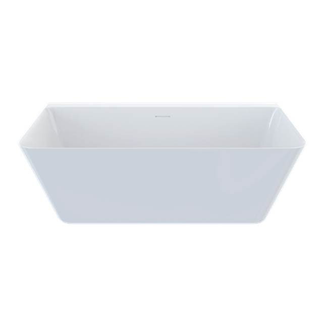 Russell HardwareCrosswater LondonTaos Back To Wall Bathtub With Integral Overflow, Clearstone, White Semi-Gloss