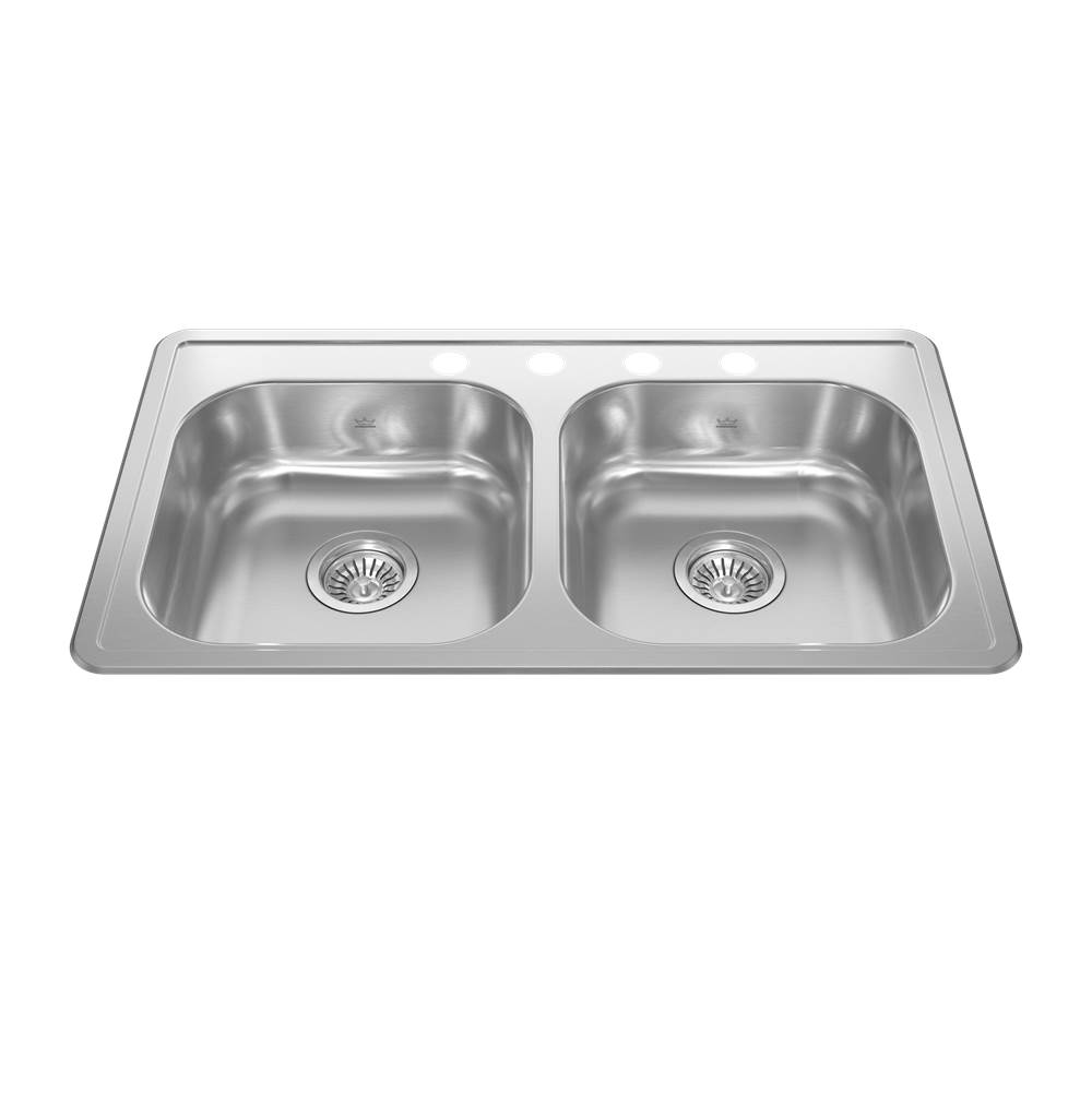 Kindred Drop In Double Bowl Sink Kitchen Sinks item RDLA3319-6-4CBN
