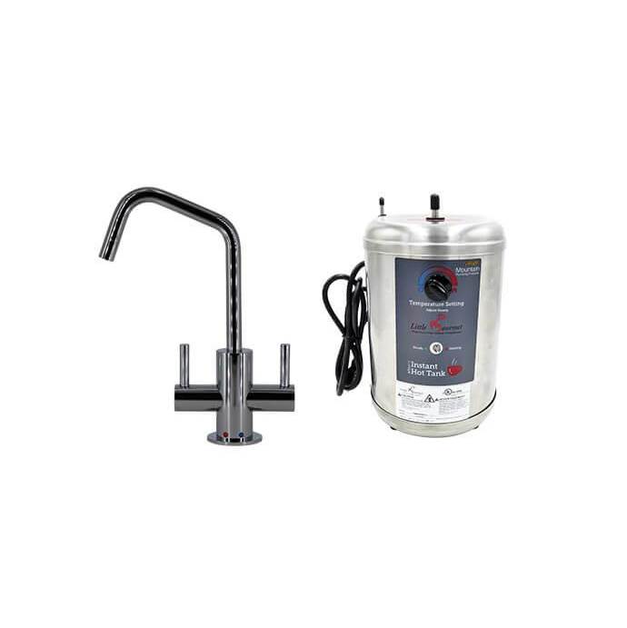 Russell HardwareMountain PlumbingHot & Cold Water Faucet with Contemporary Round Body & Handles (120-degree Spout) & Little Gourmet® Premium Hot Water Tank