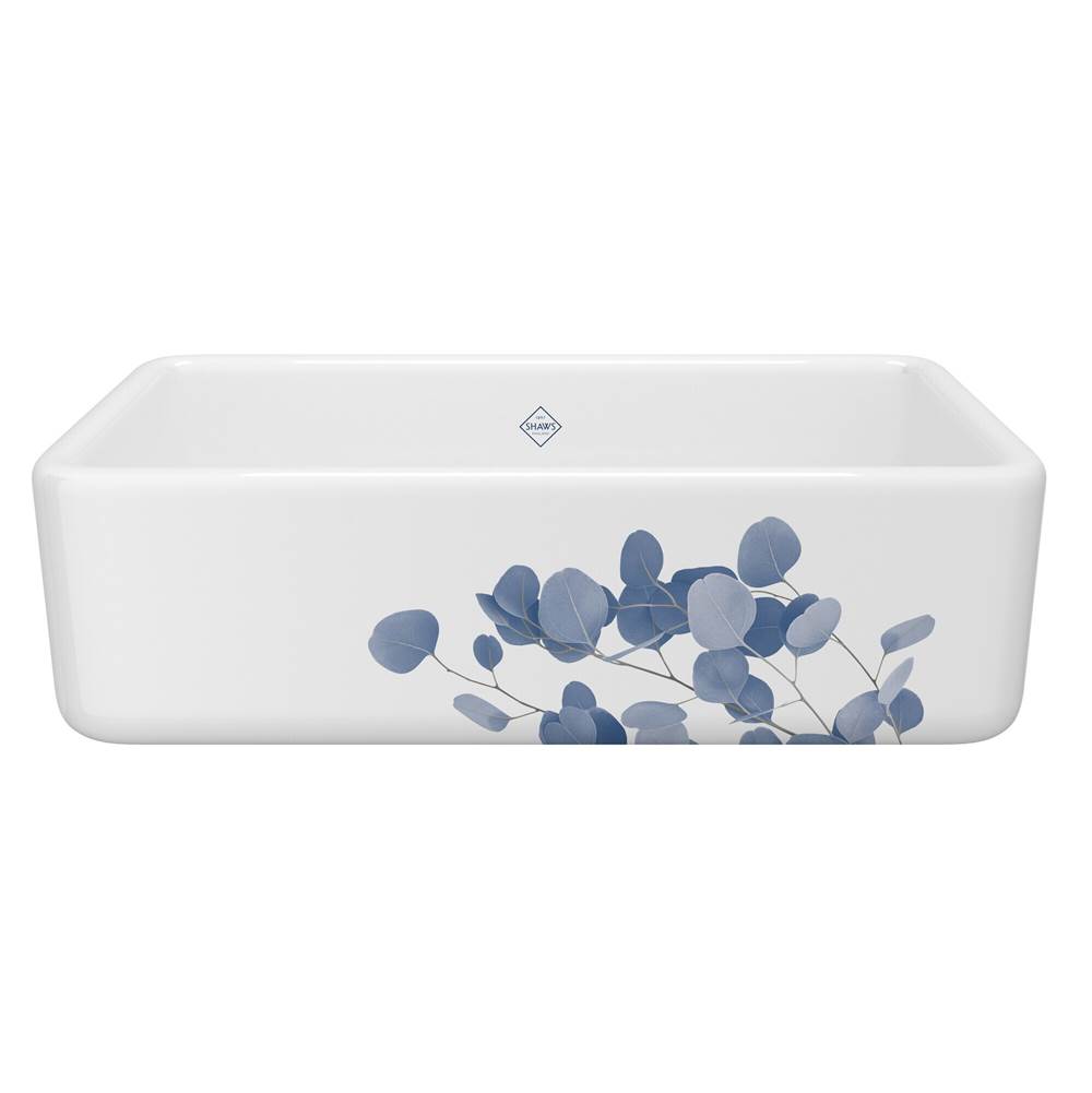Russell HardwareRohlLancaster™ 33'' Single Bowl Farmhouse Apron Front Fireclay Kitchen Sink With Eucalyptus Design