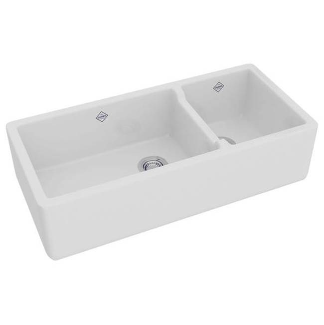 Russell HardwareRohlLancaster™ 40'' Double Bowl Farmhouse Apron Front Fireclay Kitchen Sink