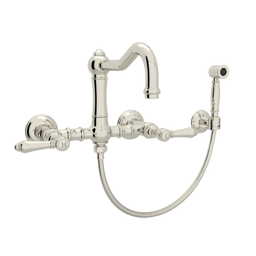 Russell HardwareRohlAcqui® Wall Mount Bridge Kitchen Faucet With Sidespray And Column Spout