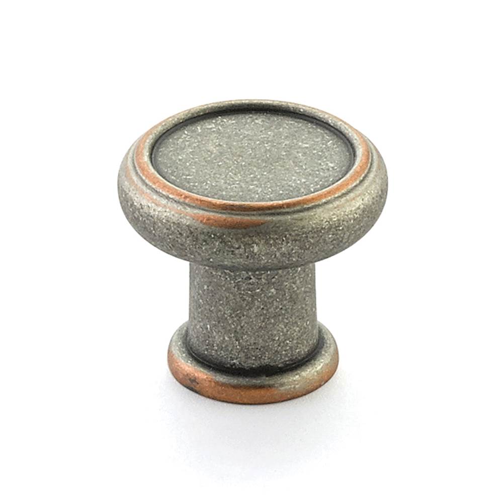 Russell HardwareSchaub And CompanyKnob, Distressed Pewter/Copper, 1-1/4'' dia