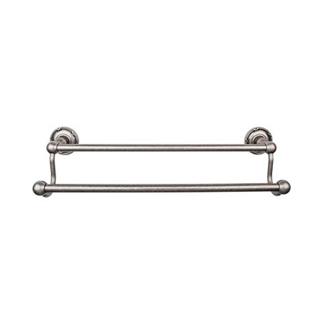 Russell HardwareTop KnobsEdwardian Bath Towel Bar 30 Inch Double - Ribbon Bplate Antique Pewter