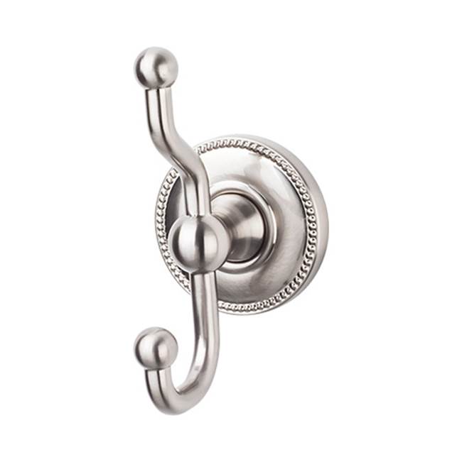 Russell HardwareTop KnobsEdwardian Bath Double Hook Beaded Backplate Brushed Satin Nickel