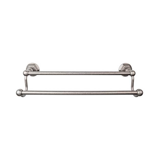 Russell HardwareTop KnobsEdwardian Bath Towel Bar 18 Inch Double - Hex Backplate Antique Pewter