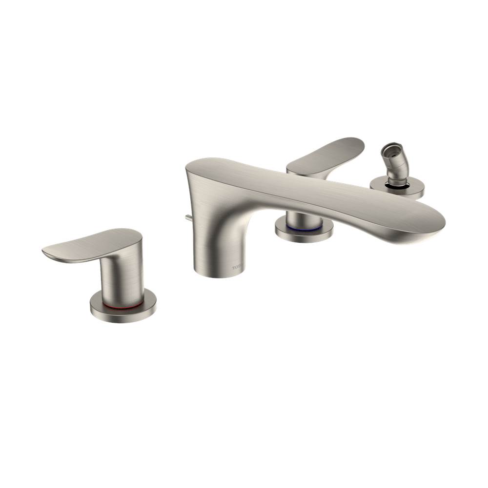 Russell HardwareTOTOToto® Go Two-Handle Deck-Mount Roman Tub Filler Trim With Handshower, Brushed Nickel