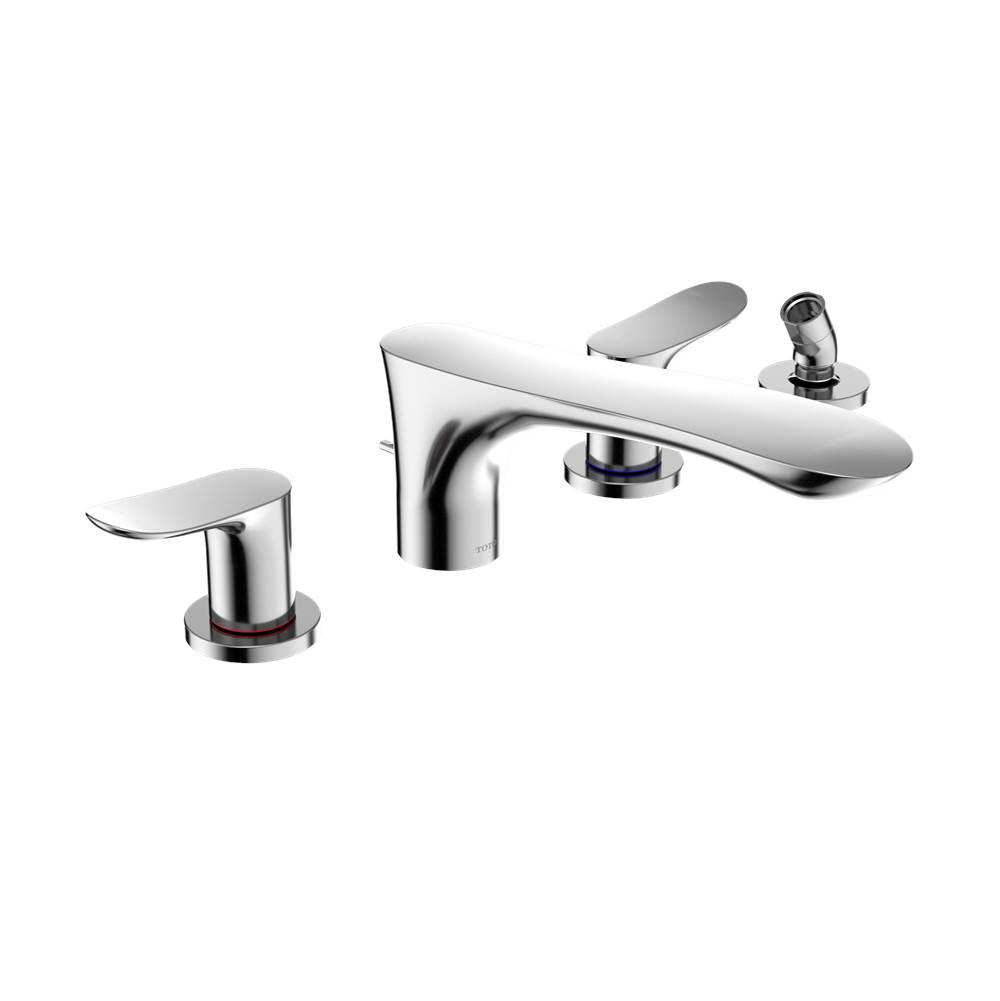 Russell HardwareTOTOToto® Go Two-Handle Deck-Mount Roman Tub Filler Trim With Handshower, Polished Chrome