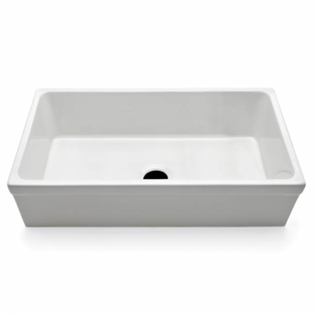Russell HardwareWaterworksClayburn 35 1/2'' x 19 3/4'' x 10'' Fireclay Farmhouse Apron Kitchen Sink with Center Drain in White