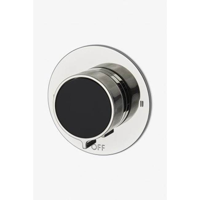 Russell HardwareWaterworksBond Union Series Two Way Thermostatic Diverter Trim with Roman Numerals and Enamel Guilloche Lines Knob Handle in Brass/Sienna Enamel