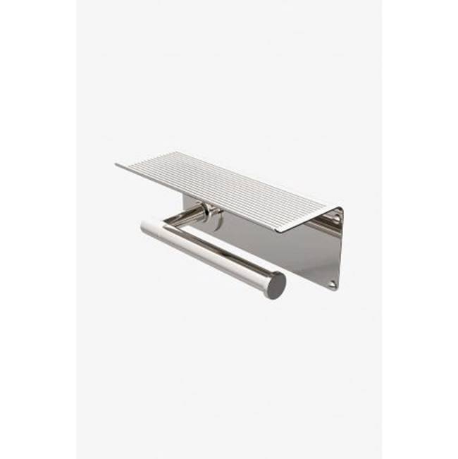Russell HardwareWaterworksBond One Arm Paper Holder with Shelf in Burnished Nickel