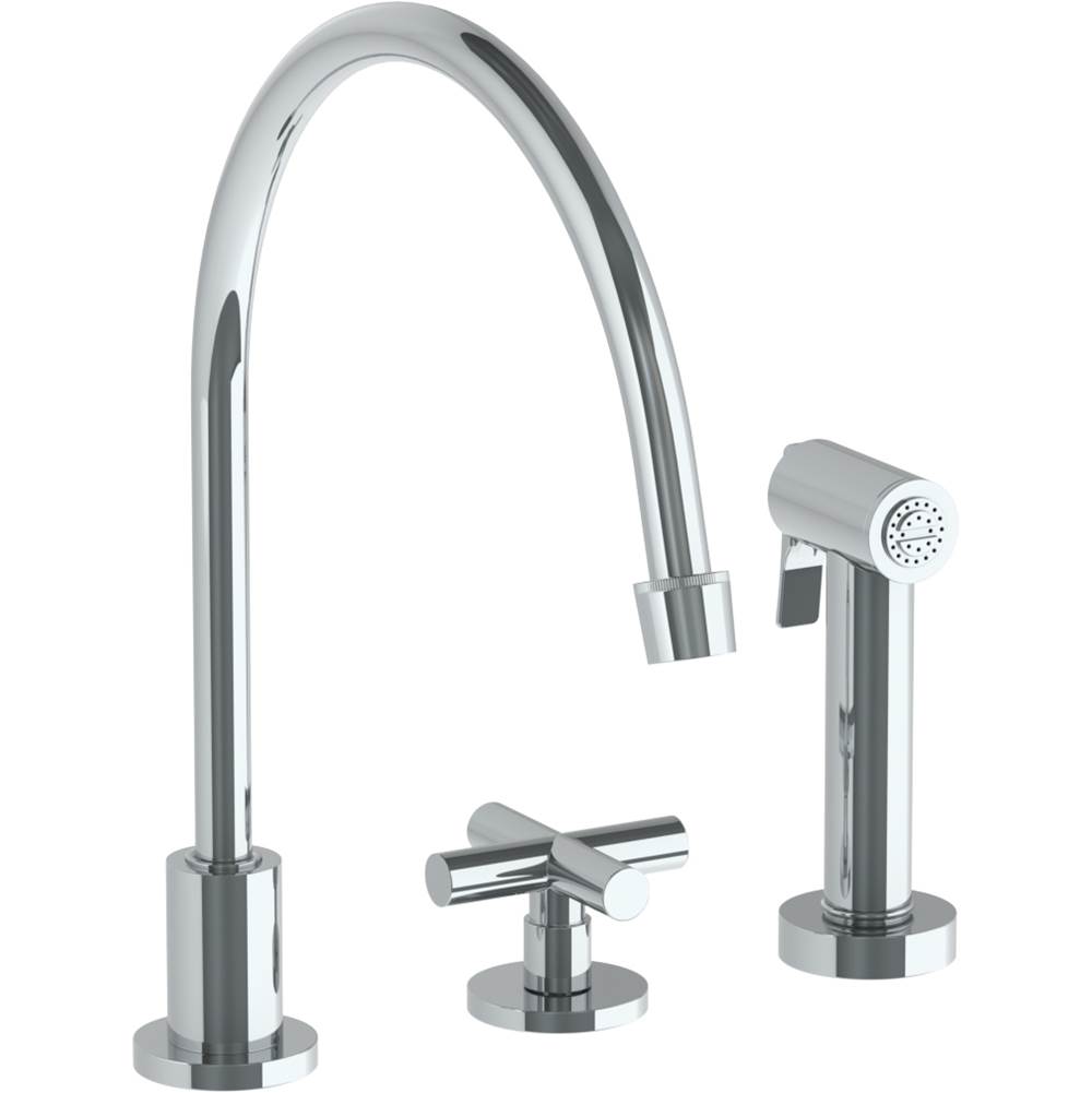 Russell HardwareWatermarkDeck Mounted 3 Hole Extended Gooseneck Kitchen Set - Includes Side Spray