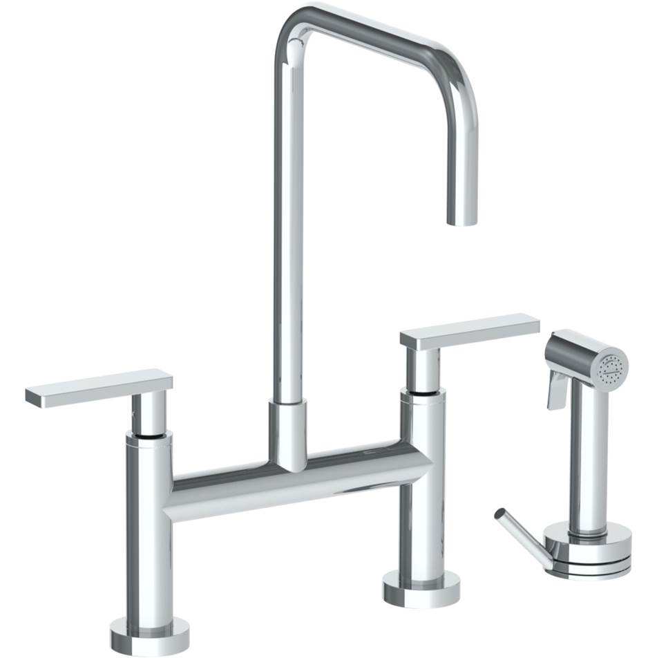 Russell HardwareWatermarkDeck Mounted Bridge Square Top Kitchen Faucet with Independent Side Spray