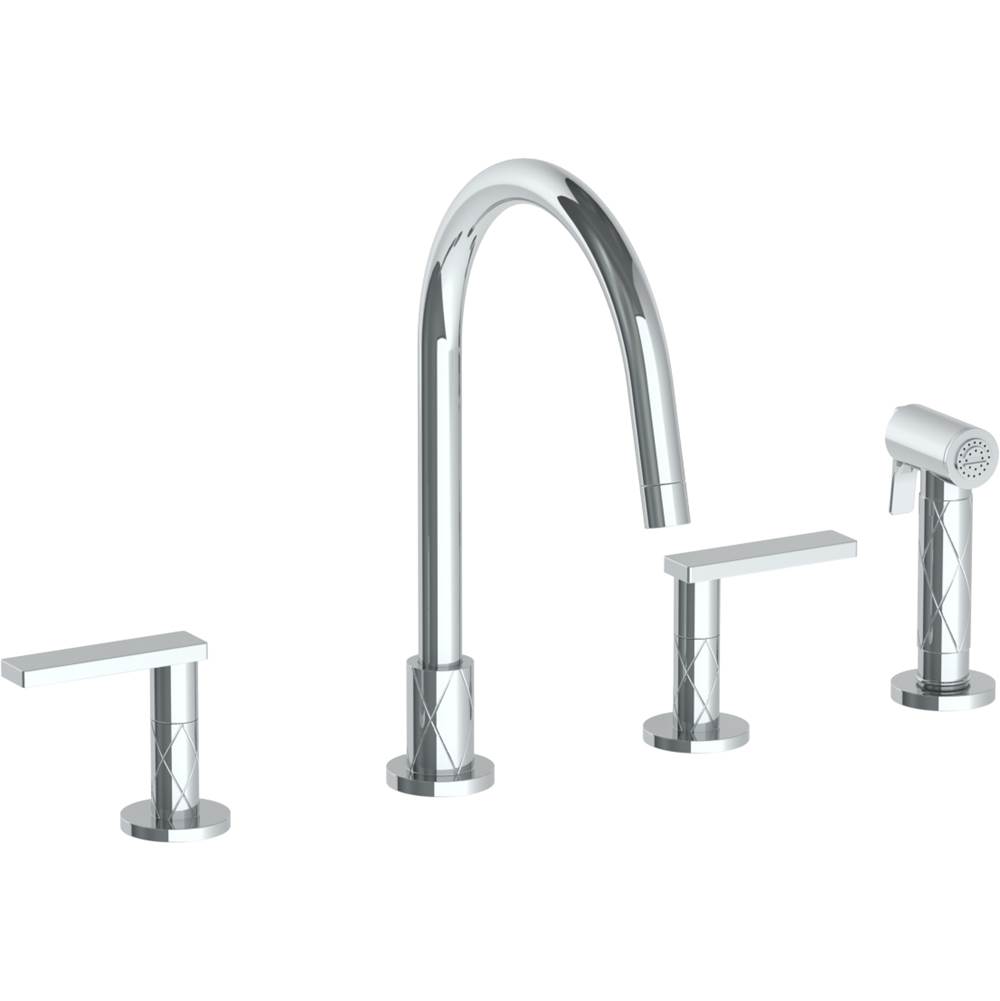 Russell HardwareWatermarkDeck Mounted 4 Hole Gooseneck Kitchen Set -  Includes Side Spray